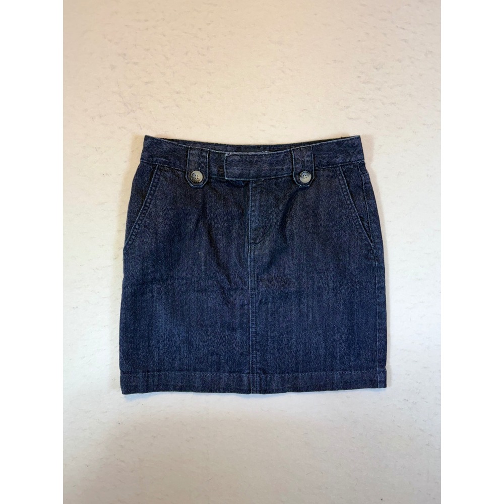 Banana Republic Dark Wash Denim A-Line Button Front Mini Skirt Size 2